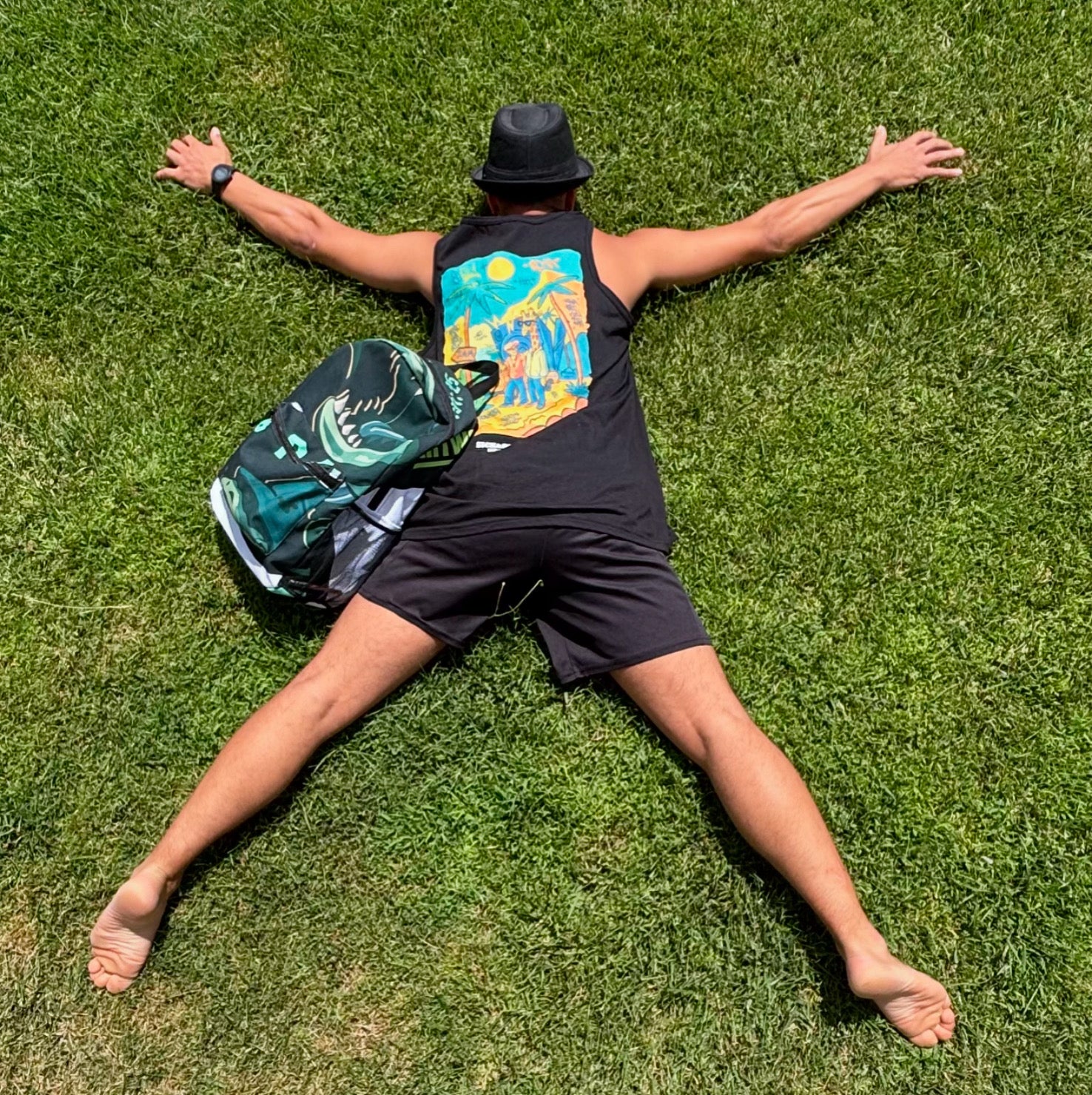 T-shirt smanicata - "The funk squad" - Nera Summer back