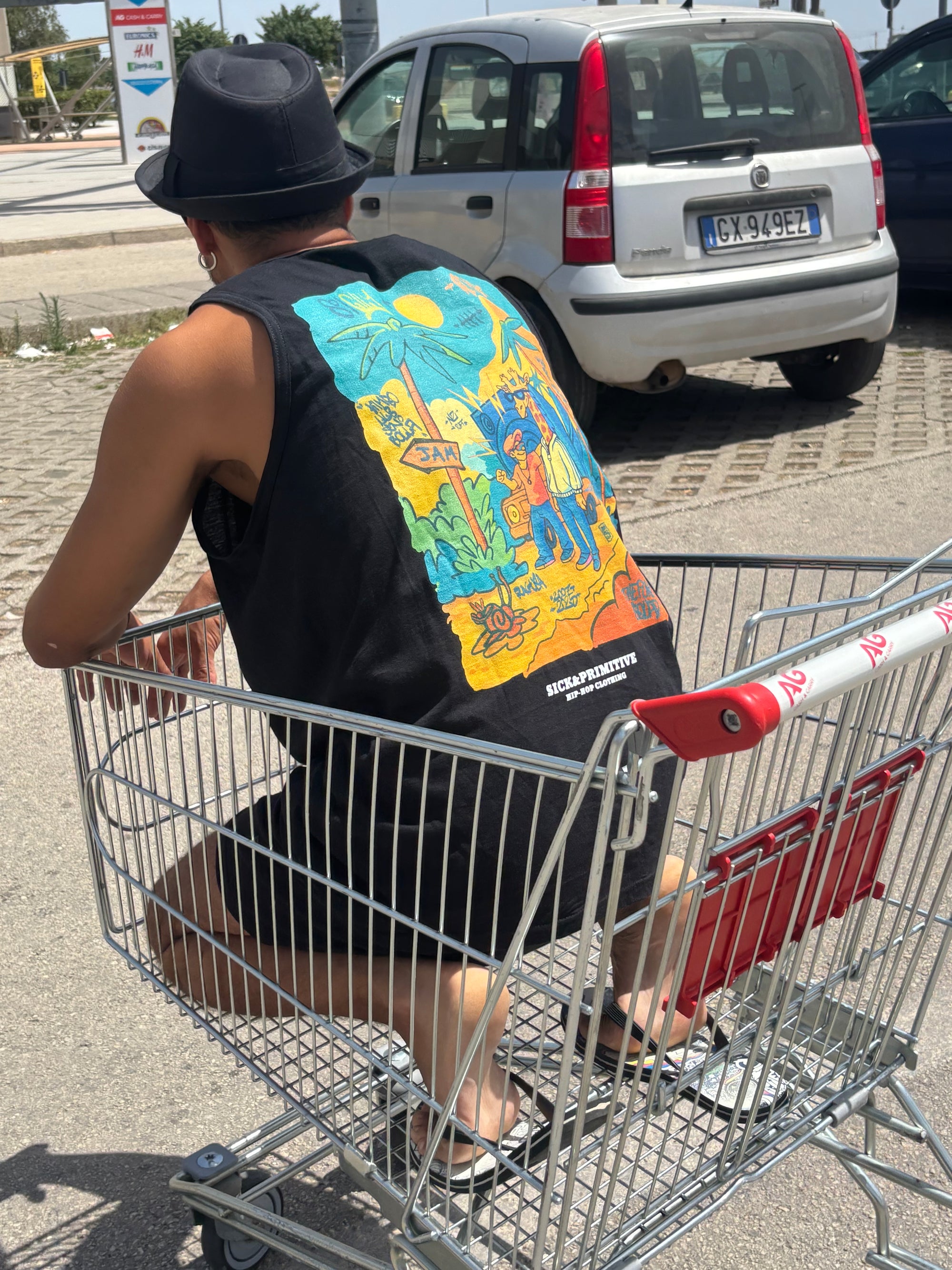 T-shirt smanicata - "The funk squad" - Nera Summer back