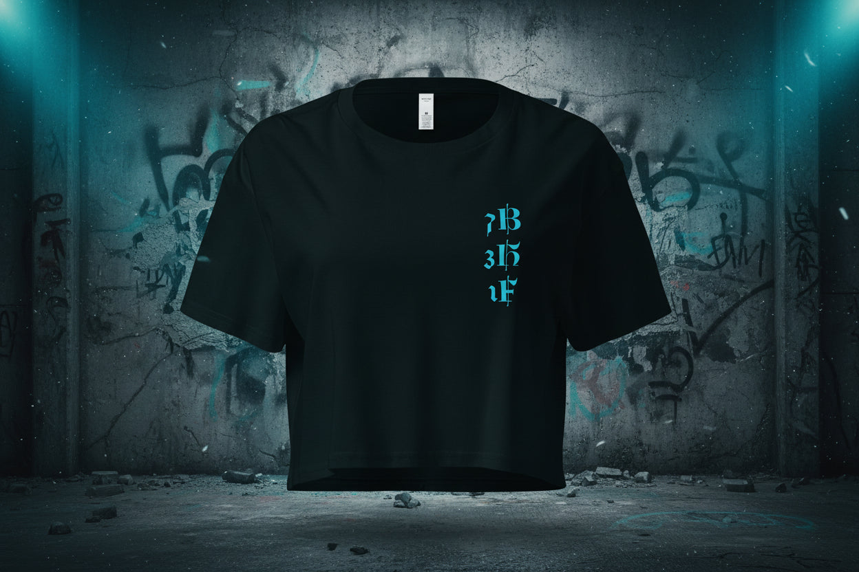 Crop top a maniche corte - "7BRAINS/3HEARTS/1FACE"