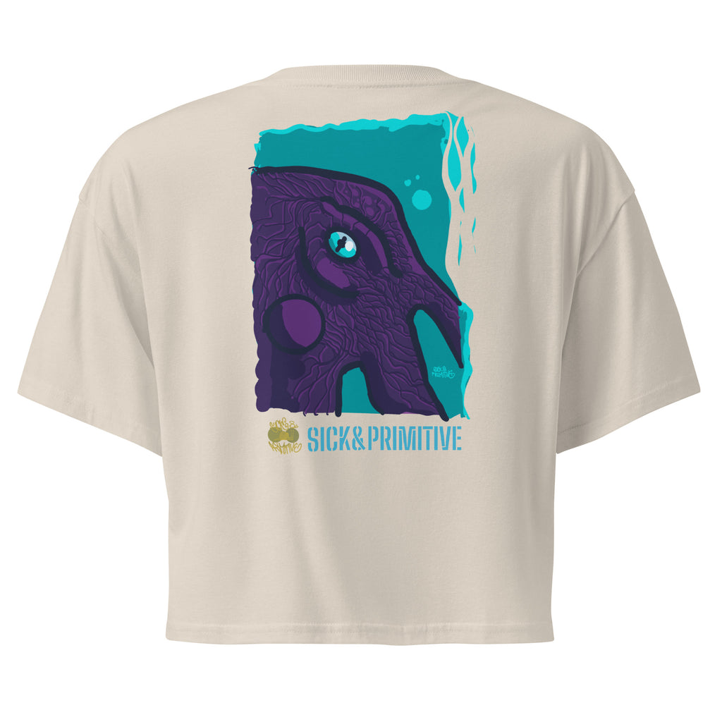 Crop top a maniche corte - "7BRAINS/3HEARTS/1FACE"