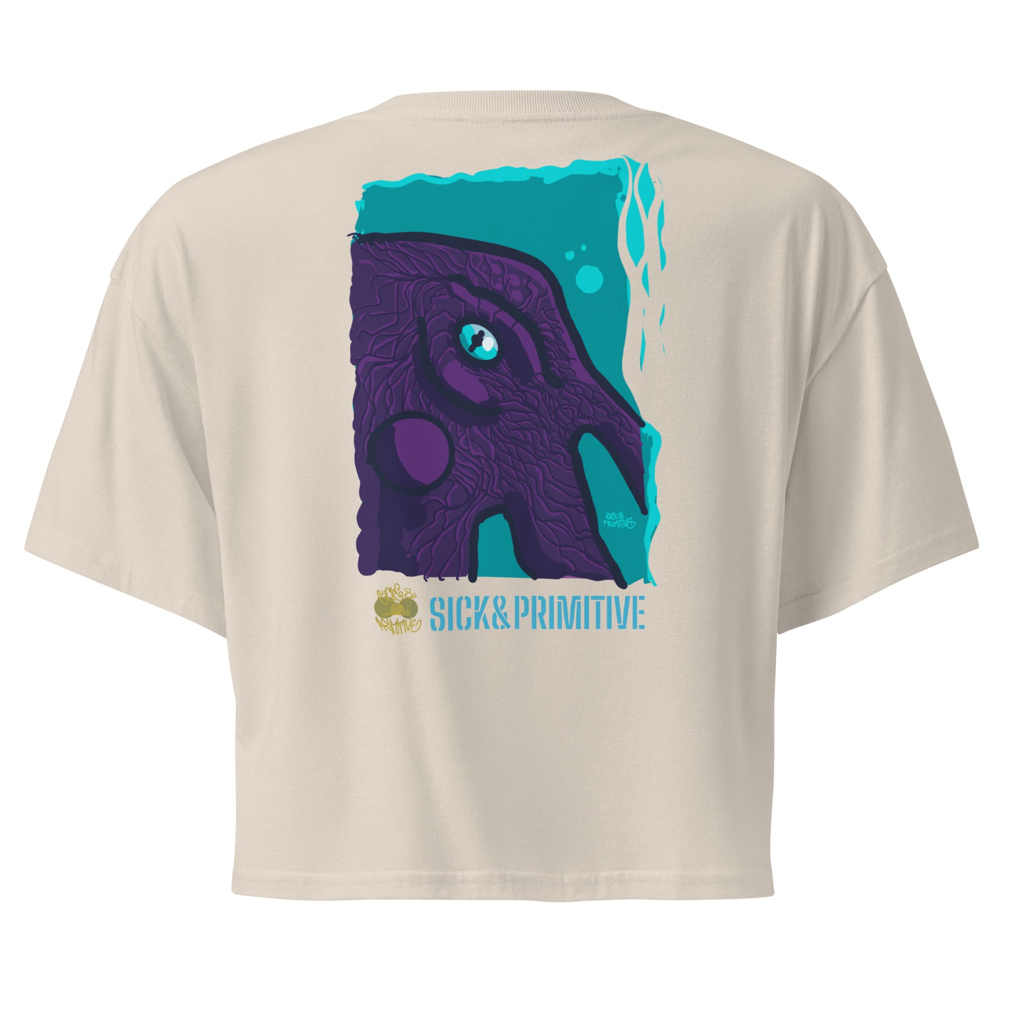 Crop top a maniche corte - "7BRAINS/3HEARTS/1FACE"