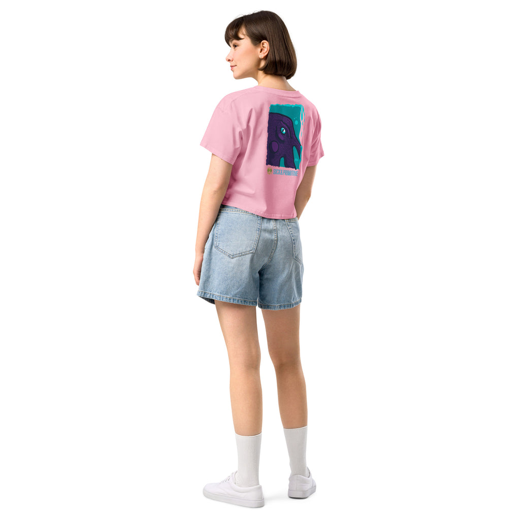 Crop top a maniche corte - "7BRAINS/3HEARTS/1FACE"