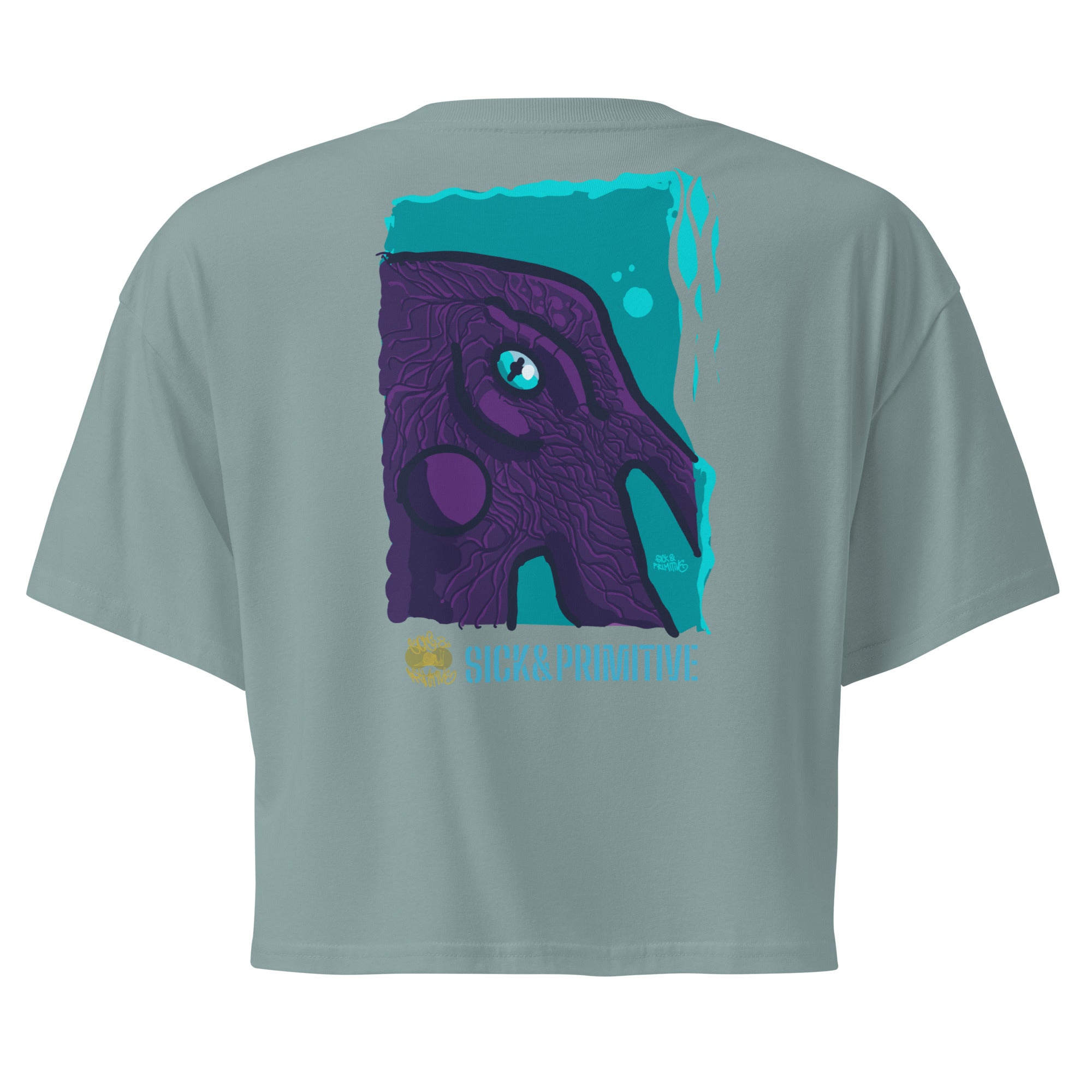 Crop top a maniche corte - "7BRAINS/3HEARTS/1FACE"