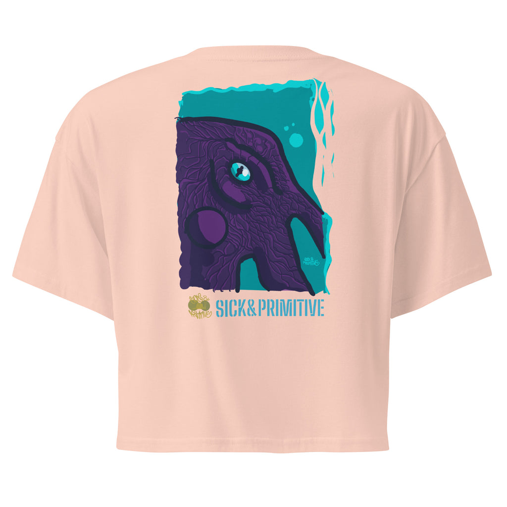 Crop top a maniche corte - "7BRAINS/3HEARTS/1FACE"